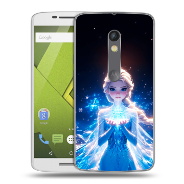 Пластиковый чехол на Motorola Moto X Play с принтом Холодное сердце Frozen