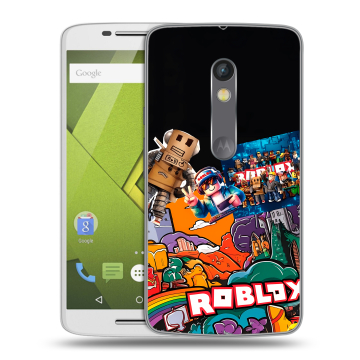 Пластиковый чехол на Motorola Moto X Play с принтом Roblox Роблокс