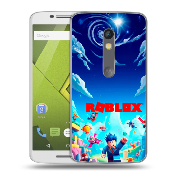 Пластиковый чехол на Motorola Moto X Play с принтом Roblox Роблокс