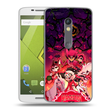 Пластиковый чехол на Motorola Moto X Play с принтом Hazbin Hotel Отель Хазбин