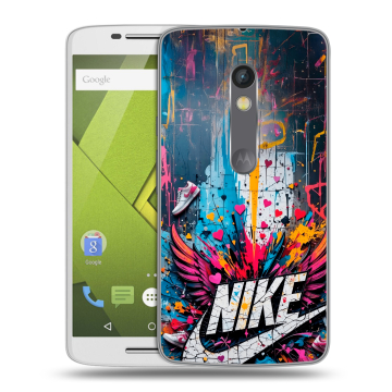 Пластиковый чехол на Motorola Moto X Play с принтом Nike Найк