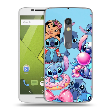 Пластиковый чехол на Motorola Moto X Play с принтом Лило и Стич