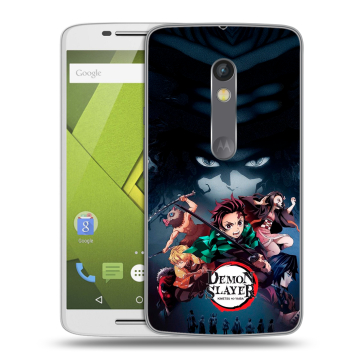 Пластиковый чехол на Motorola Moto X Play с принтом Demon Slayer Клинок рассекающий демонов