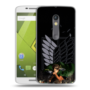 Пластиковый чехол на Motorola Moto X Play с принтом Атака титанов