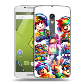 Пластиковый чехол на Motorola Moto X Play с принтом Roblox Роблокс