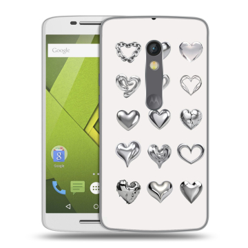 Пластиковый чехол на Motorola Moto X Play с принтом Y2K сердечки