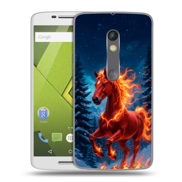 Пластиковый чехол на Motorola Moto X Play с принтом Новый год коня Пластиковый чехол на Motorola Moto X Play с принтом Новый год коня
