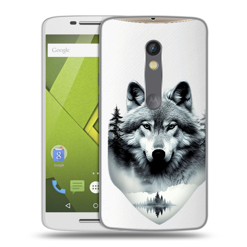 Пластиковый чехол на Motorola Moto X Play с принтом Волк в лесу Пластиковый чехол на Motorola Moto X Play с принтом Волк в лесу