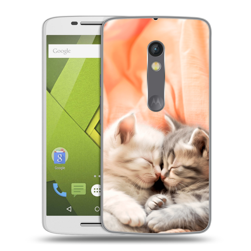 Пластиковый чехол на Motorola Moto X Play с принтом Котята Пластиковый чехол на Motorola Moto X Play с принтом Котята