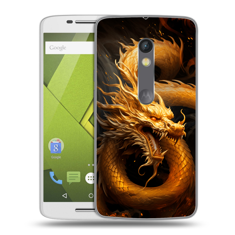 Пластиковый чехол на Motorola Moto X Play с принтом Золотой дракон Пластиковый чехол на Motorola Moto X Play с принтом Золотой дракон