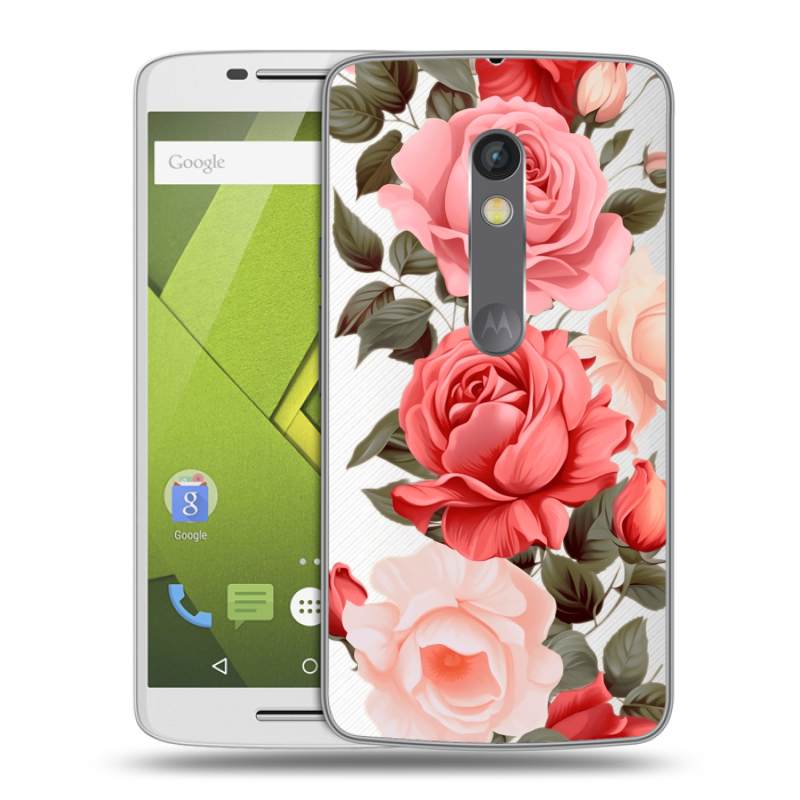 Пластиковый чехол на Motorola Moto X Play с принтом Розы Пластиковый чехол на Motorola Moto X Play с принтом Розы