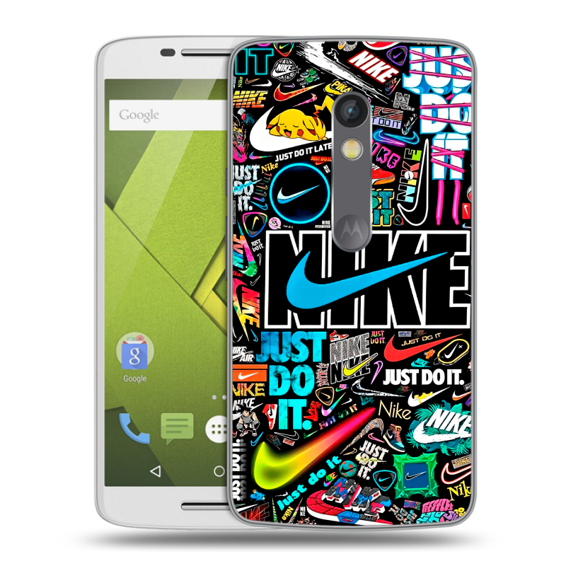 Пластиковый чехол на Motorola Moto X Play с принтом найк nike черный Пластиковый чехол на Motorola Moto X Play с принтом найк nike черный