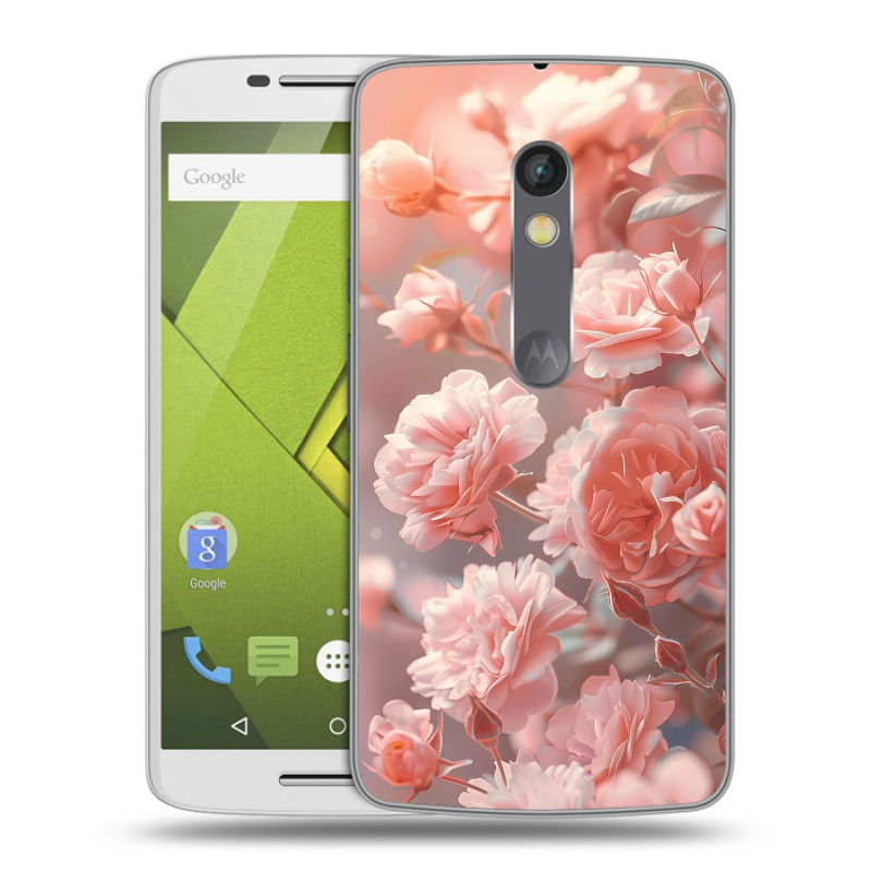 Пластиковый чехол на Motorola Moto X Play с принтом Розовые розы Пластиковый чехол на Motorola Moto X Play с принтом Розовые розы