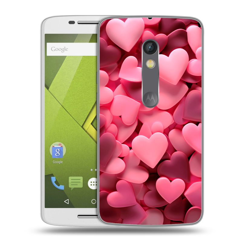 Пластиковый чехол на Motorola Moto X Play с принтом розовые сердечки Пластиковый чехол на Motorola Moto X Play с принтом розовые сердечки