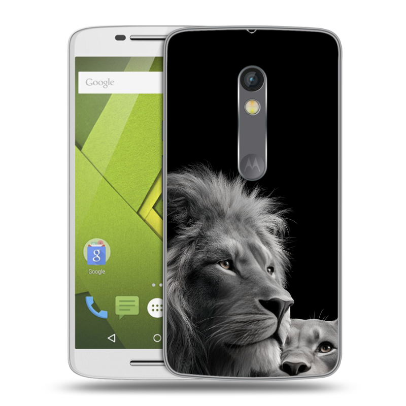 Пластиковый чехол на Motorola Moto X Play с принтом Лев кошки Пластиковый чехол на Motorola Moto X Play с принтом Лев кошки