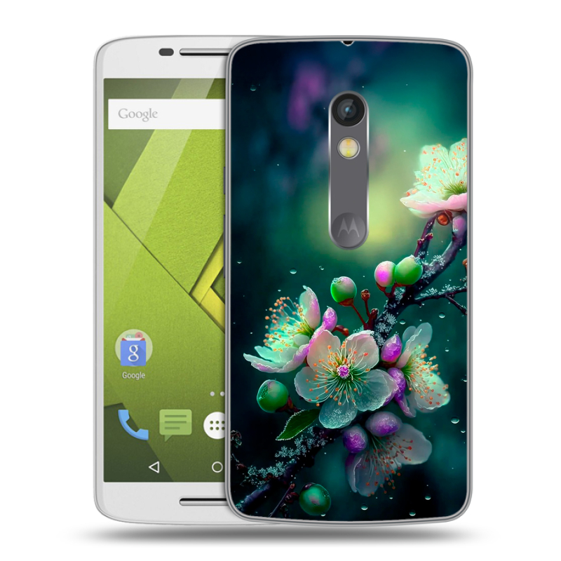 Пластиковый чехол на Motorola Moto X Play с принтом Цветы и мрамор Пластиковый чехол на Motorola Moto X Play с принтом Цветы и мрамор