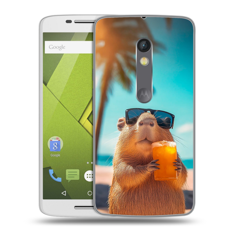 Пластиковый чехол на Motorola Moto X Play с принтом Капибара Пластиковый чехол на Motorola Moto X Play с принтом Капибара