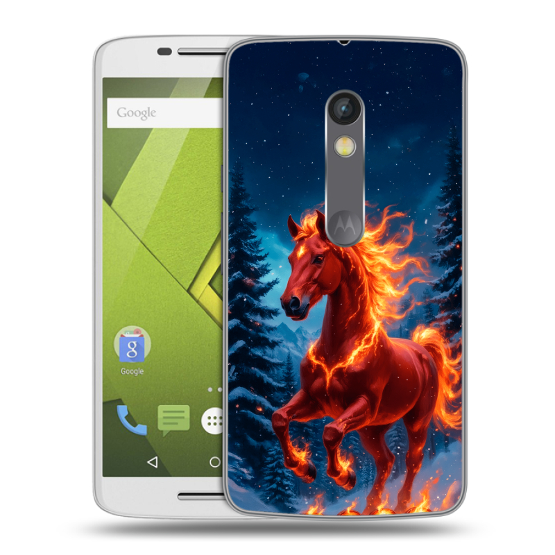 Пластиковый чехол на Motorola Moto X Play с принтом Новый год коня Пластиковый чехол на Motorola Moto X Play с принтом Новый год коня