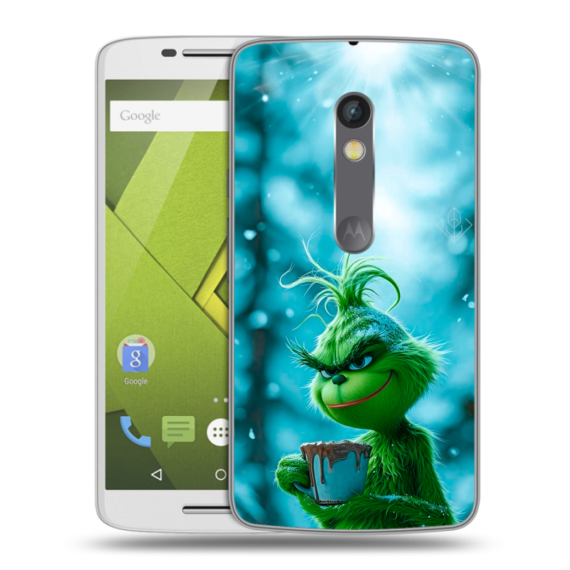 Пластиковый чехол на Motorola Moto X Play с принтом Новый год гринч Пластиковый чехол на Motorola Moto X Play с принтом Новый год гринч
