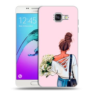 Силиконовый чехол на Samsung Galaxy A5 (2016) с принтом Девушка и букет Силиконовый чехол на Samsung Galaxy A5 (2016) с принтом Девушка и букет