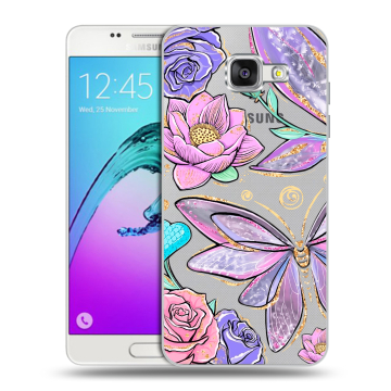 Силиконовый чехол на Samsung Galaxy A5 (2016) с принтом Бабочки и цветы