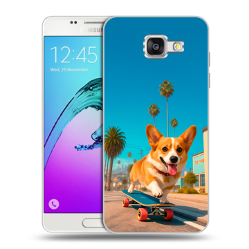Силиконовый чехол на Samsung Galaxy A5 (2016) с принтом Корги на скейте