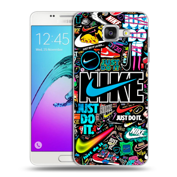 Силиконовый чехол на Samsung Galaxy A5 (2016) с принтом найк nike черный