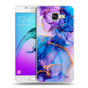 Силиконовый чехол на Samsung Galaxy A5 (2016) с принтом синий мрамор