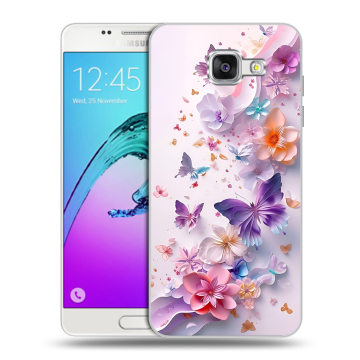 Силиконовый чехол на Samsung Galaxy A5 (2016) с принтом цветы бабочки