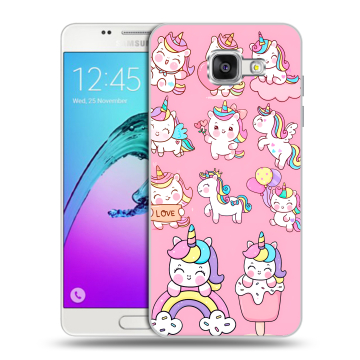Силиконовый чехол на Samsung Galaxy A5 (2016) с принтом Единороги и радуга Силиконовый чехол на Samsung Galaxy A5 (2016) с принтом Единороги и радуга