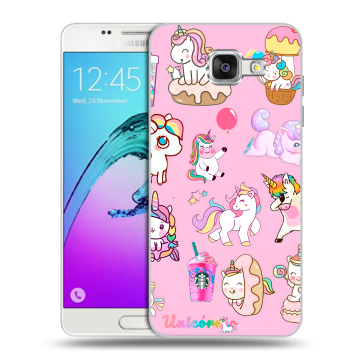 Силиконовый чехол на Samsung Galaxy A5 (2016) с принтом розовые единороги