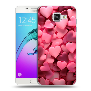 Силиконовый чехол на Samsung Galaxy A5 (2016) с принтом розовые сердечки