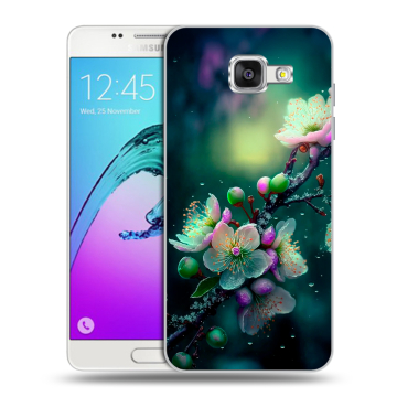 Силиконовый чехол на Samsung Galaxy A5 (2016) с принтом Цветы и мрамор