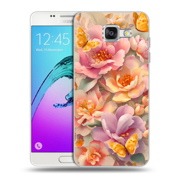 Силиконовый чехол на Samsung Galaxy A5 (2016) с принтом Цветы и бабочки Силиконовый чехол на Samsung Galaxy A5 (2016) с принтом Цветы и бабочки