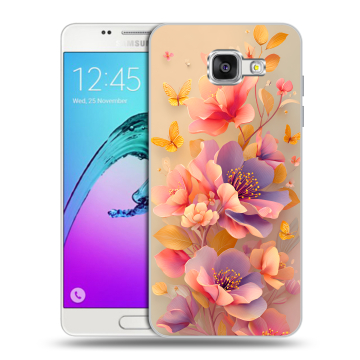Силиконовый чехол на Samsung Galaxy A5 (2016) с принтом Цветы и бабочки Силиконовый чехол на Samsung Galaxy A5 (2016) с принтом Цветы и бабочки