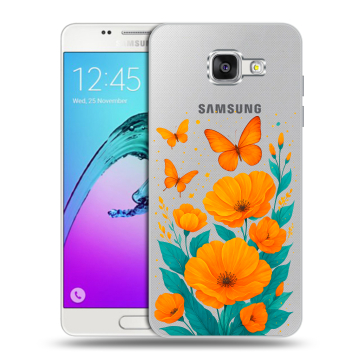 Силиконовый чехол на Samsung Galaxy A5 (2016) с принтом цветы бабочки Силиконовый чехол на Samsung Galaxy A5 (2016) с принтом цветы бабочки