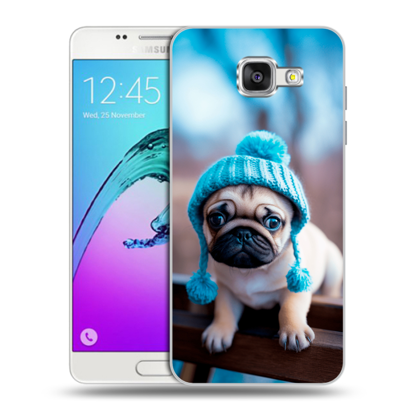 Силиконовый чехол на Samsung Galaxy A5 (2016) с принтом Мопс в шапке Силиконовый чехол на Samsung Galaxy A5 (2016) с принтом Мопс в шапке