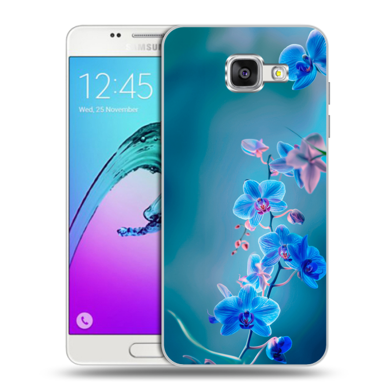 Силиконовый чехол на Samsung Galaxy A5 (2016) с принтом Голубые цветы Силиконовый чехол на Samsung Galaxy A5 (2016) с принтом Голубые цветы