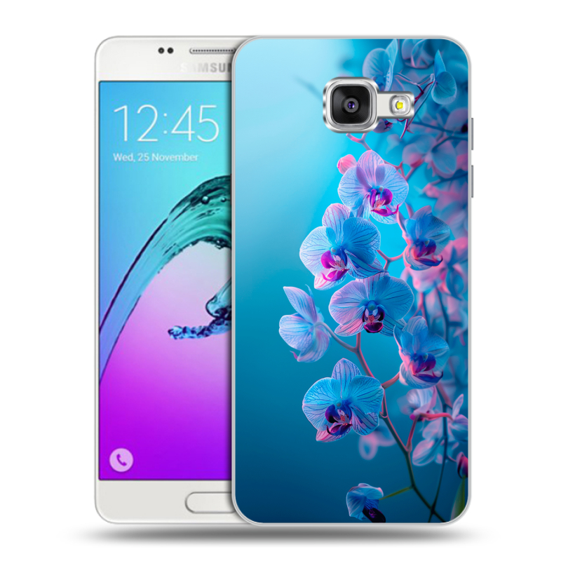 Силиконовый чехол на Samsung Galaxy A5 (2016) с принтом голубые орхидеи Силиконовый чехол на Samsung Galaxy A5 (2016) с принтом голубые орхидеи