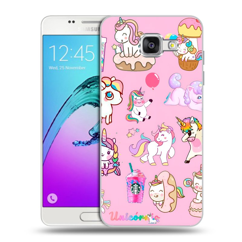Силиконовый чехол на Samsung Galaxy A5 (2016) с принтом розовые единороги Силиконовый чехол на Samsung Galaxy A5 (2016) с принтом розовые единороги