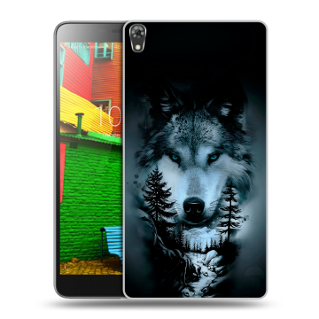 Силиконовый чехол на Lenovo Phab с принтом Лесной волк Силиконовый чехол на Lenovo Phab с принтом Лесной волк
