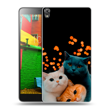 Силиконовый чехол на Lenovo Phab с принтом Кошки Силиконовый чехол на Lenovo Phab с принтом Кошки