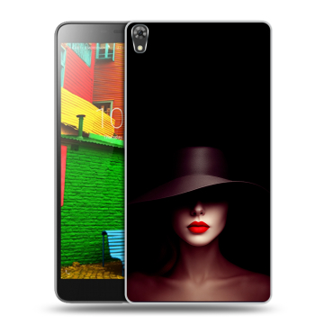 Силиконовый чехол на Lenovo Phab с принтом Девушка в шляпе