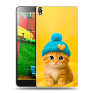 Силиконовый чехол на Lenovo Phab с принтом Котенок в шапке