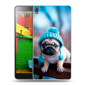 Силиконовый чехол на Lenovo Phab с принтом Мопс в шапке