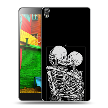 Силиконовый чехол на Lenovo Phab с принтом Поцелуй скелетов