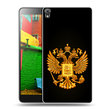Силиконовый чехол на Lenovo Phab с принтом Герб России желтый