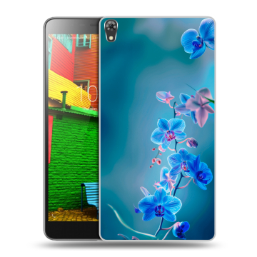 Силиконовый чехол на Lenovo Phab с принтом Голубые цветы