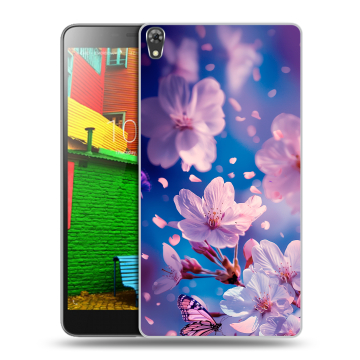 Силиконовый чехол на Lenovo Phab с принтом цветы бабочки