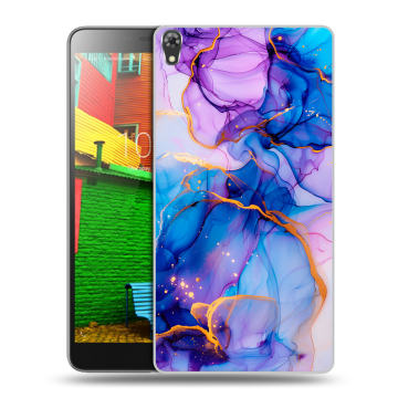 Силиконовый чехол на Lenovo Phab с принтом синий мрамор